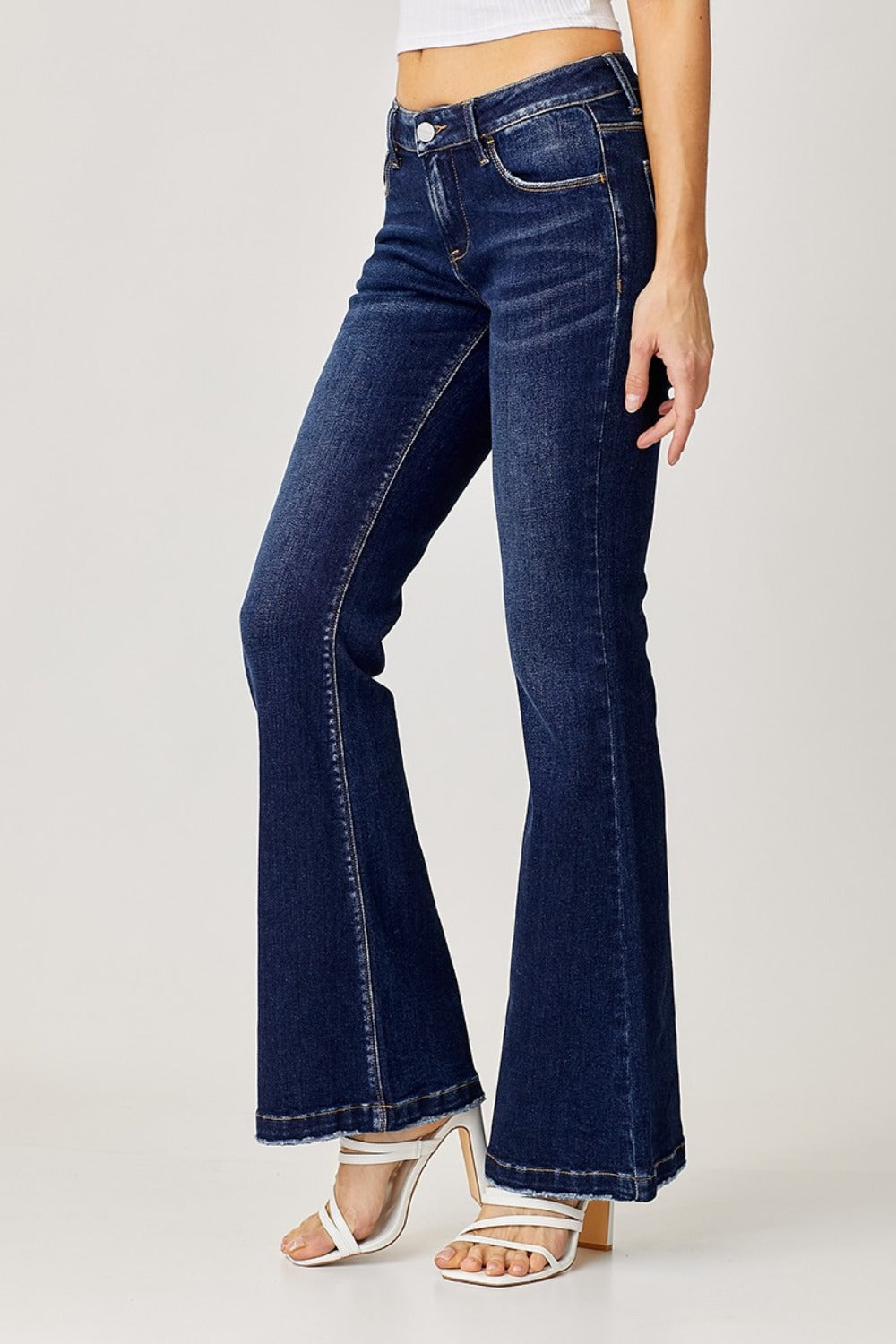 RISEN Full Size Low Rise Flare Jeans - Camellia City Chicks