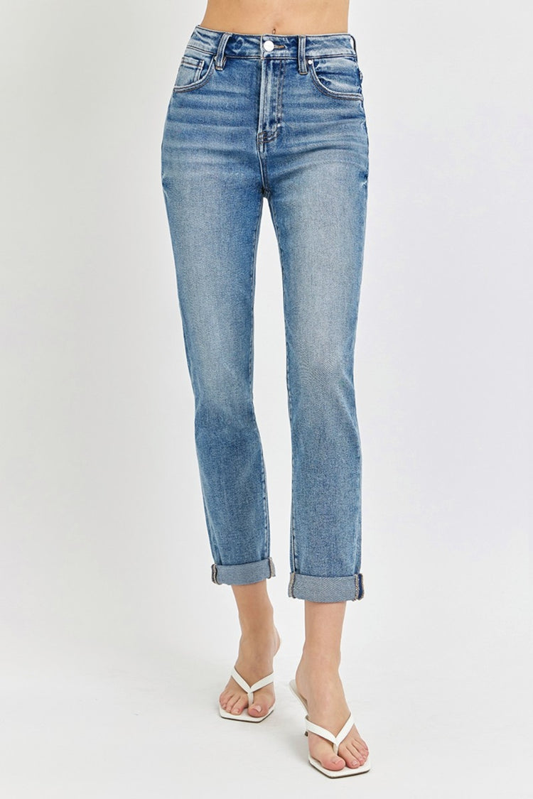 Risen Full Size High Rise Cropped Roll Up Jeans - Camellia City Chicks