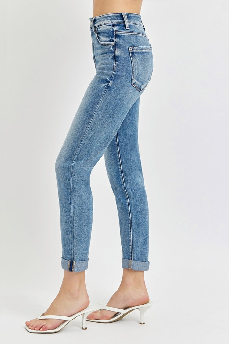 Risen Full Size High Rise Cropped Roll Up Jeans - Camellia City Chicks