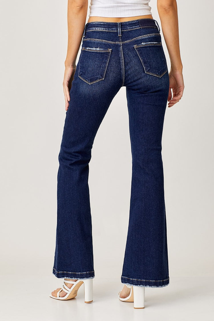 RISEN Full Size Low Rise Flare Jeans - Camellia City Chicks