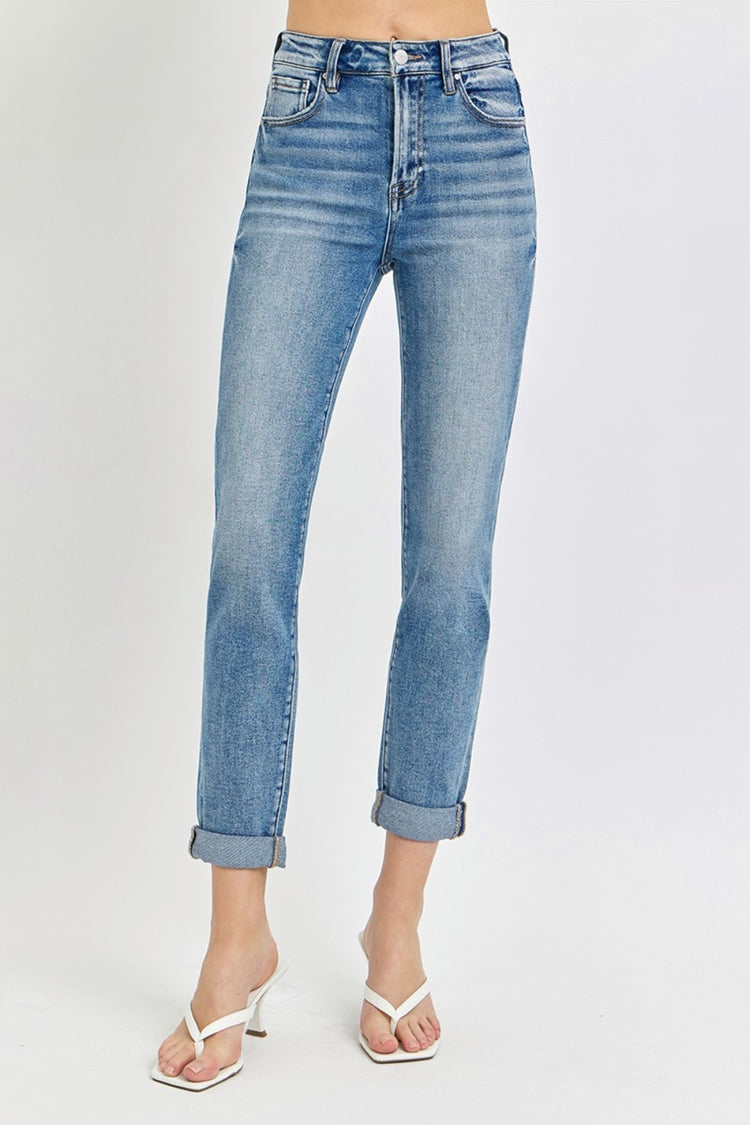 Risen Full Size High Rise Cropped Roll Up Jeans - Camellia City Chicks