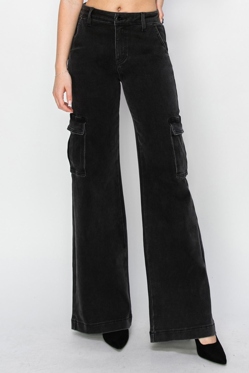 Risen Full Size High Rise Wide Leg Cargo Jeans - Camellia City Chicks