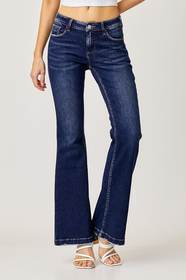 RISEN Full Size Low Rise Flare Jeans - Camellia City Chicks