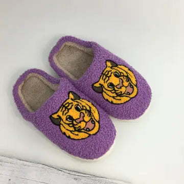 Purple and Gold tiger slippers